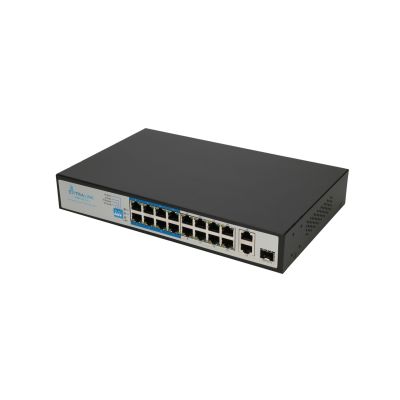 4. Extralink Switch PoE VIRTUS V3 16x 100Mb/s PoE/PoE+, 2x Gigabit RJ45 + 1x SFP, 150W