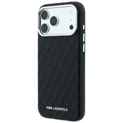2. Etui Karl Lagerfeld Grained Allover Logo Metal Elongated MagSafe na iPhone 17 Pro / 18 Pro - czarne
