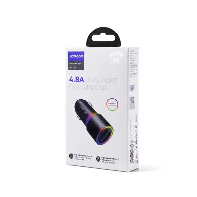 5. Joyroom samochodowa ładowarka 2 x USB z podświetleniem 24W czarny (JR-CL10)