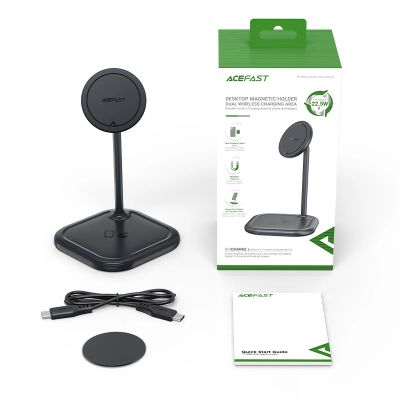 9. Acefast bezprzewodowa ładowarka Qi 15W do iPhone (z MagSafe) i Apple AirPods stojak podstawka uchwyt magnetyczny szary (E6 grey)