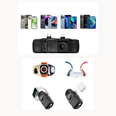 14. Mini powerbank Wozinsky WF16-YCS 5000mAh 15W USB-C z wbudowanym kablem USB-C i ładowarką do Apple Watch - czarny