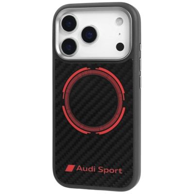 3. Etui Audi RSQ Carbon Fiber Sport Red Circle MagSafe do iPhone 17 Pro - czarne