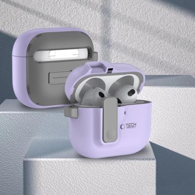 3. Etui Tech-Protect Slim Hook na AirPods 4 - fioletowe