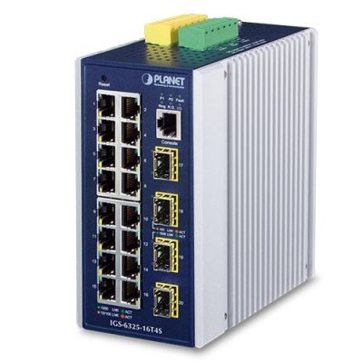 4. PLANET IGS-6325-16T4S przełącznik sieciowy Zarządzany L3 Gigabit Ethernet (10/100/1000) Niebieski, Szary