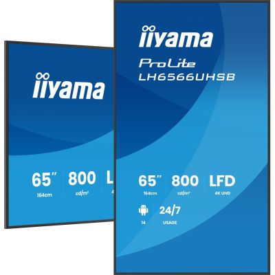 5. iiyama LH6566UHSB-B1AG signage display Płaski panel Digital Signage 165,1 cm (65") LCD Wi-Fi 800 cd/m2 4K Ultra HD Czarny Procesor wbudowany Android 24/7