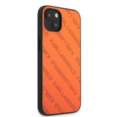 4. Etui Karl Lagerfeld Perforated Allover na iPhone 13 mini - pomarańczowe