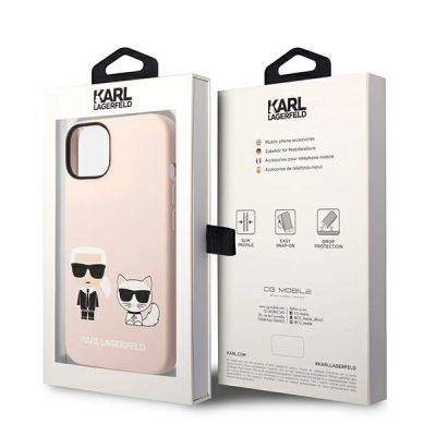 8. Etui Karl Lagerfeld Silicone Karl&Choupette MagSafe na iPhone 14 Plus - jasnoróżowe