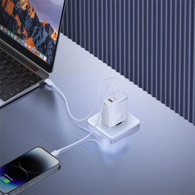 9. Ładowarka GaN Baseus Cube Pro 65W 2x USB-C USB-A - biała