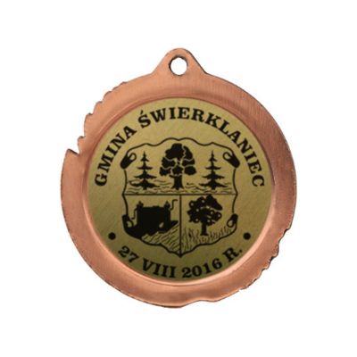 Medal metalowy z grawerowaniem na laminacie