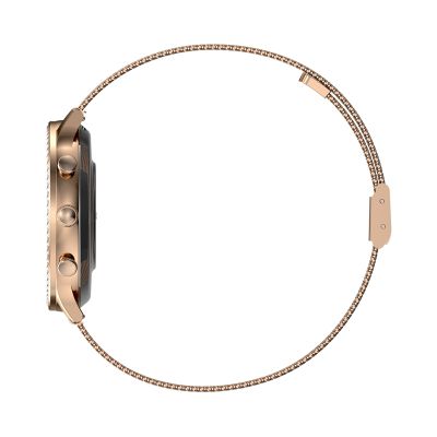 4. Smartwatch Damski VELTORI VT310-1 Złota Bransoleta + Różowy Pasek Silikonowy