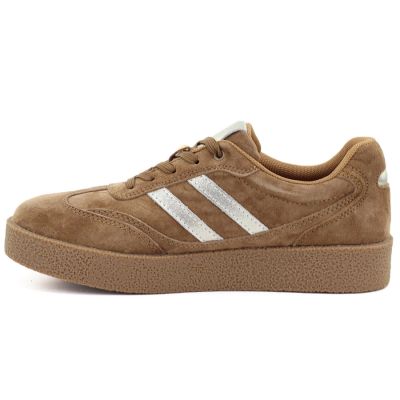 8. Skórzane sneakrsy damskie na platformie camel S.Barski  LR62-7107