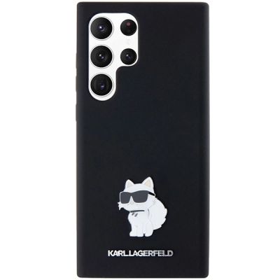 3. Etui Karl Lagerfeld Silicone Choupette Metal Pin na Samsung Galaxy S24 Ultra - czarne