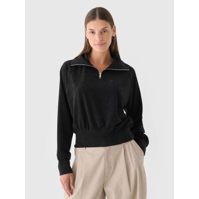 Bluza dresowa z weluru nierozpinana bez kaptura damska 4F 4FRAW24TSWSF2054-20S