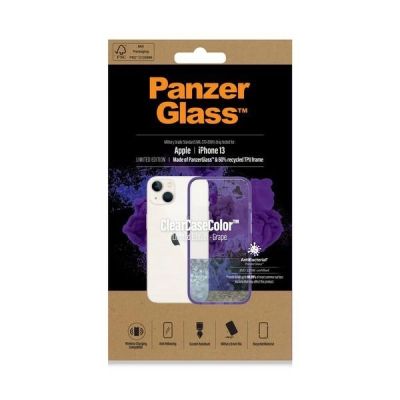 6. Etui PanzerGlass ClearCase antybakteryjne z certyfikatem Military Grade na iPhone 13 / 14 / 15 - przezroczysto-fioletowe