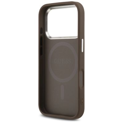 7. Etui Guess 4G Triangle Logo MagSafe na iPhone 17 Pro - brązowe