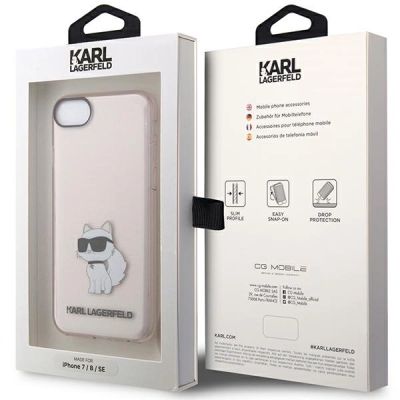 8. Etui Karl Lagerfeld Ikonik Choupette na iPhone 7 / 8 / SE 2020 / SE 2022 - różowe