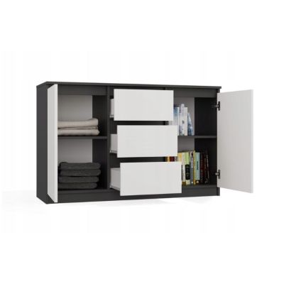 3. KOMODA 2 DRZWI 3 SZUFLADY ANTRACYT/BIEL KOMPLET