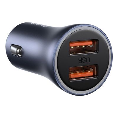 2. Baseus Golden Contactor Pro szybka ładowarka samochodowa 2x USB 40 W Quick Charge SCP FCP AFC + kabel USB - USB Typ C szary (TZCCJD-A0G)
