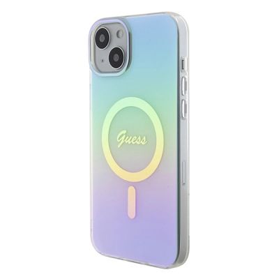 2. Etui Guess IML Iridescent MagSafe do iPhone 15 Plus - turkusowe