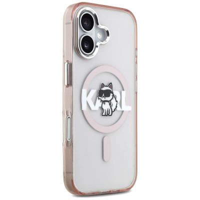 4. Etui Karl Lagerfeld IML Choupette Sketch Logo MagSafe na iPhone 17 - różowe