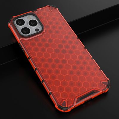 14. Honeycomb etui pancerny pokrowiec z żelową ramką iPhone 13 Pro Max czerwony