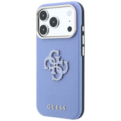 2. Etui Guess Grained & Big Resin Logo na iPhone 18 Pro / 17 Pro - niebieskie