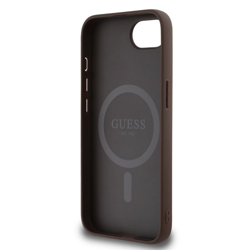 7. Etui Guess PU 4G Peony z MagSafe na iPhone 16e - brązowe