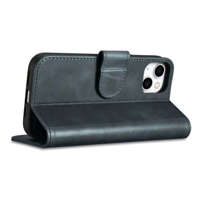 9. iCarer Oil Wax Wallet Case 2in1 etui iPhone 14 Plus skórzany pokrowiec z klapką Anti-RFID niebieski (WMI14220723-BU)