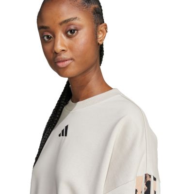 11. Bluza damska adidas Animal Print 3-Stripes French Terry Sweatshirt kremowa JM1836