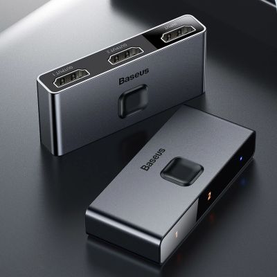 18. Baseus dwukierunkowy przełącznik rozdzielacz splitter switcher HDMI - 2x HDMI 4K / 30 Hz szary (CAHUB-BC0G)
