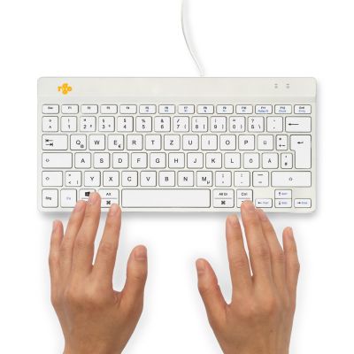 6. R-Go Tools Ergonomiczna R-Go Compact Break klawiatura, z oprogramowaniem do robienia przerw, QWERTZ (DE), przewodowa, biała