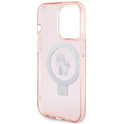 6. Etui Karl Lagerfeld Ring Stand Karl&Choupettte MagSafe do iPhone 15 Pro Max - różowe