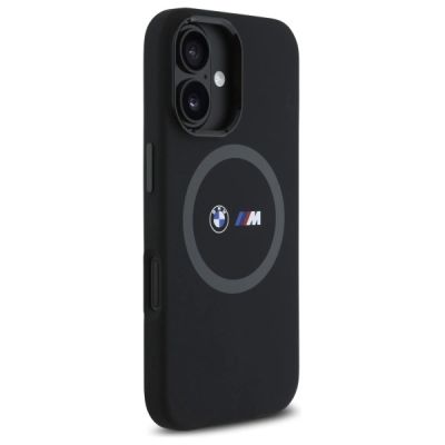 4. Etui BMW M Silicone Printed Ring MagSafe na iPhone 16 - czarne