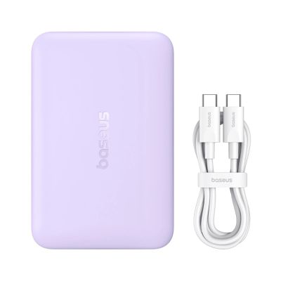 4. Powerbank Baseus EnerFill FM11 Ultra-Mini 10000mAh 22,5W indukcyjny kompatybilny z MagSafe z białym kablem Basus Simple USB-C 20V/3A 0,3m - fioletowy