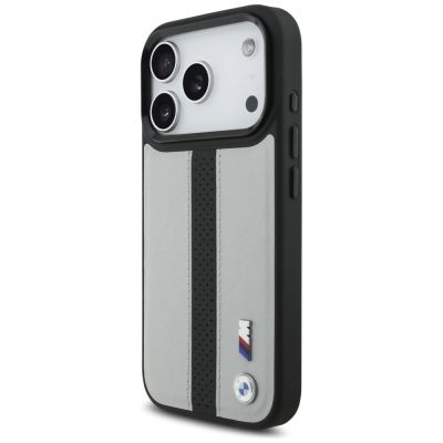 2. Etui BMW M Perforated Stripe Logo MagSafe na iPhone 17 Pro - szare