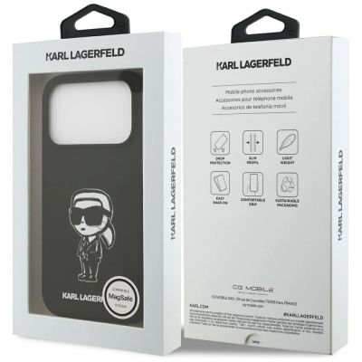 8. Etui Karl Lagerfeld Silicone Karl Sketch & Logo MagSafe na iPhone 17 Pro - czarne