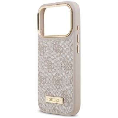 6. Etui Guess 4G Logo Plate MagSafe na iPhone 18 Pro / 17 Pro -różowe
