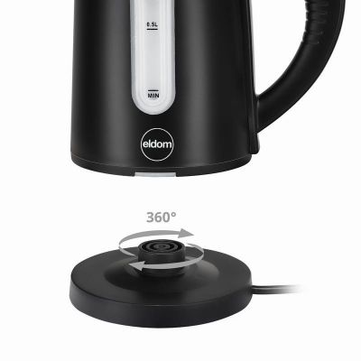 9. ELDOM CZAJNIK BEZPRZEWODOWY C185C TRIPO CZARNY 1000W 0,8 L, BPA-FREE, IZOLOWANY