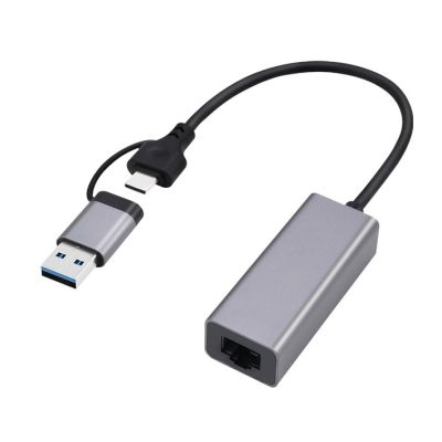 GEMBIRD KARTA SIECIOWA USB 3.1 + TYPE-C DO LAN 2.5GB/S SZARY