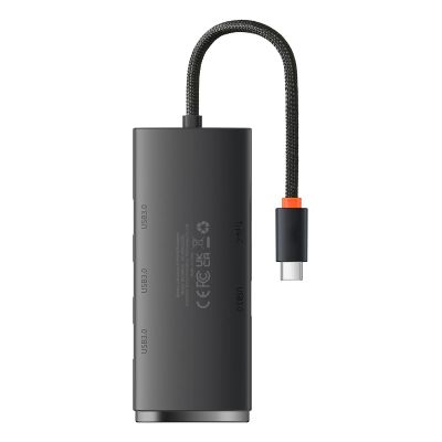 2. Baseus Lite Series przejściówka HUB USB Typ C - 4x USB 3.0 25cm czarny (WKQX030301)