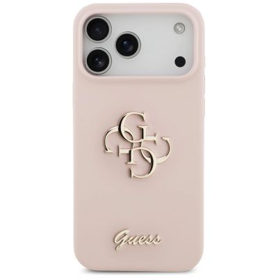 3. Etui Guess Silicone Big 4G Script na iPhone 17 Pro Max - różowe
