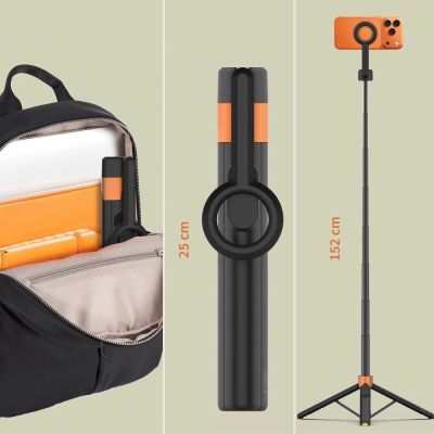 12. Selfie stick Tech-Protect L10S Bluetooth Tripod - czarno-pomarańczowy