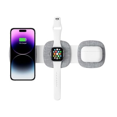 3. Ładowarka Tech-Protect QI15W-A32 indukcyjna 3w1 z MagSafe na smartfon / Apple Watch / AirPods - szara