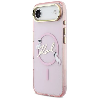 2. Etui Karl Lagerfeld IML Choupettes Karl  Script Logo MagSafe na iPhone Air - różowe