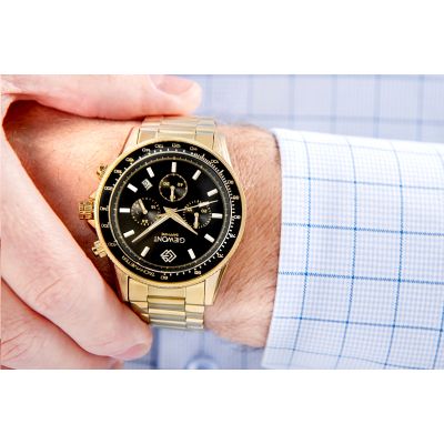 4. Zegarek Męski Giewont Chronograph Sapphire Złoto Czarny GW3520-B4