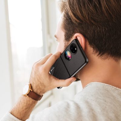 7. Dux Ducis Fino etui pokrowiec pokryty nylonowym materiałem Huawei P50 Pocket czarny