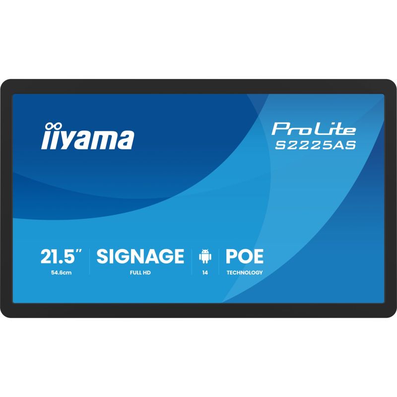 2. iiyama ProLite S2225AS-B1P Płaski panel Digital Signage 54,6 cm (21.5") LCD Wi-Fi 500 cd/m2 Full HD Czarny Procesor wbudowany Android 24/7
