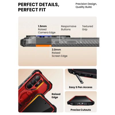 9. Etui Supcase ArmorBox Mag MagSafe na Samsung Galaxy S26 Ultra - czerwono-czarne