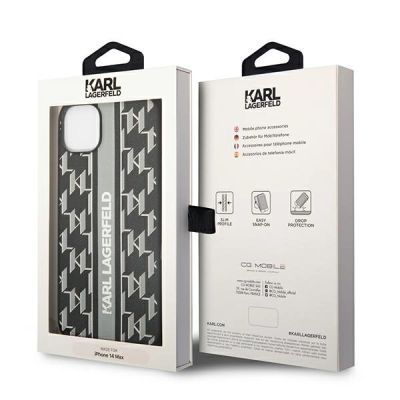 8. Etui Karl Lagerfeld Monogram Stripe na iPhone 14 Plus - szare