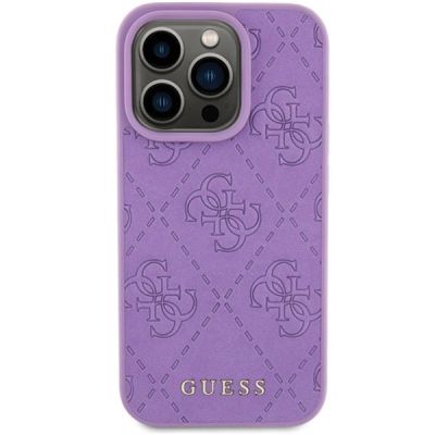 3. Etui Guess Leather 4G Stamped na iPhone 15 Pro - fioletowe